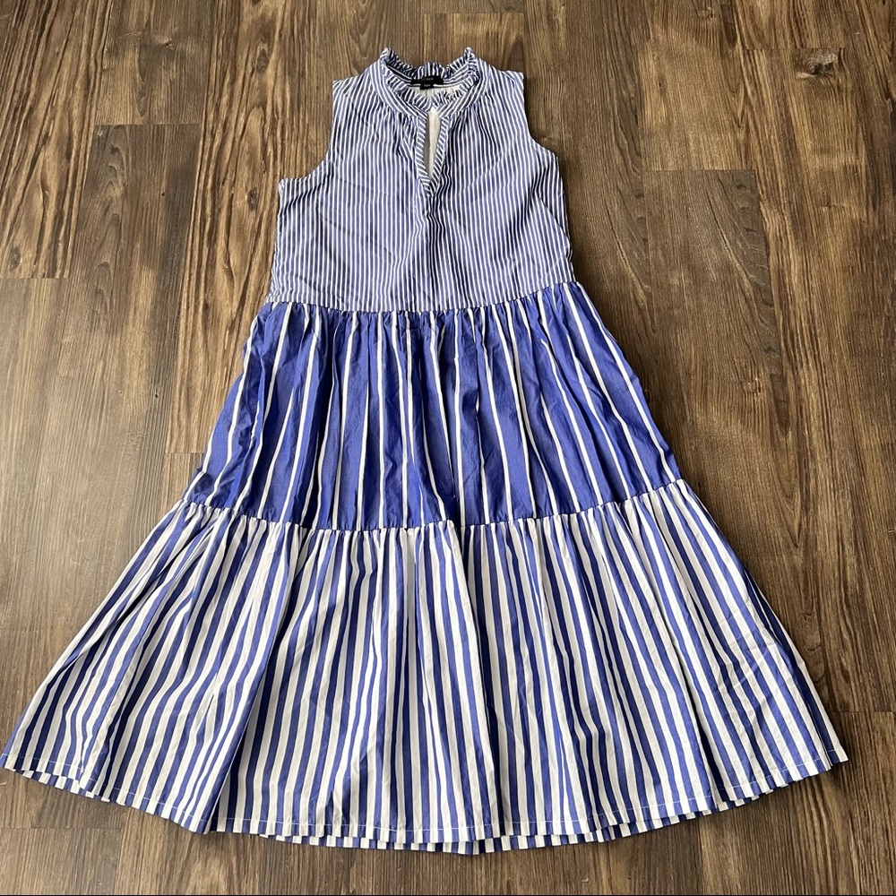 J.Crew Sleeveless Tiered Popover Dress in Mixed Stripe - Picture 2 of 14